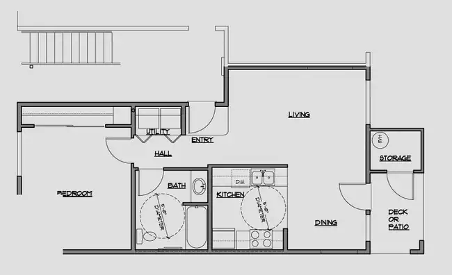 1 Bed 1 Bath J-205 floor plan